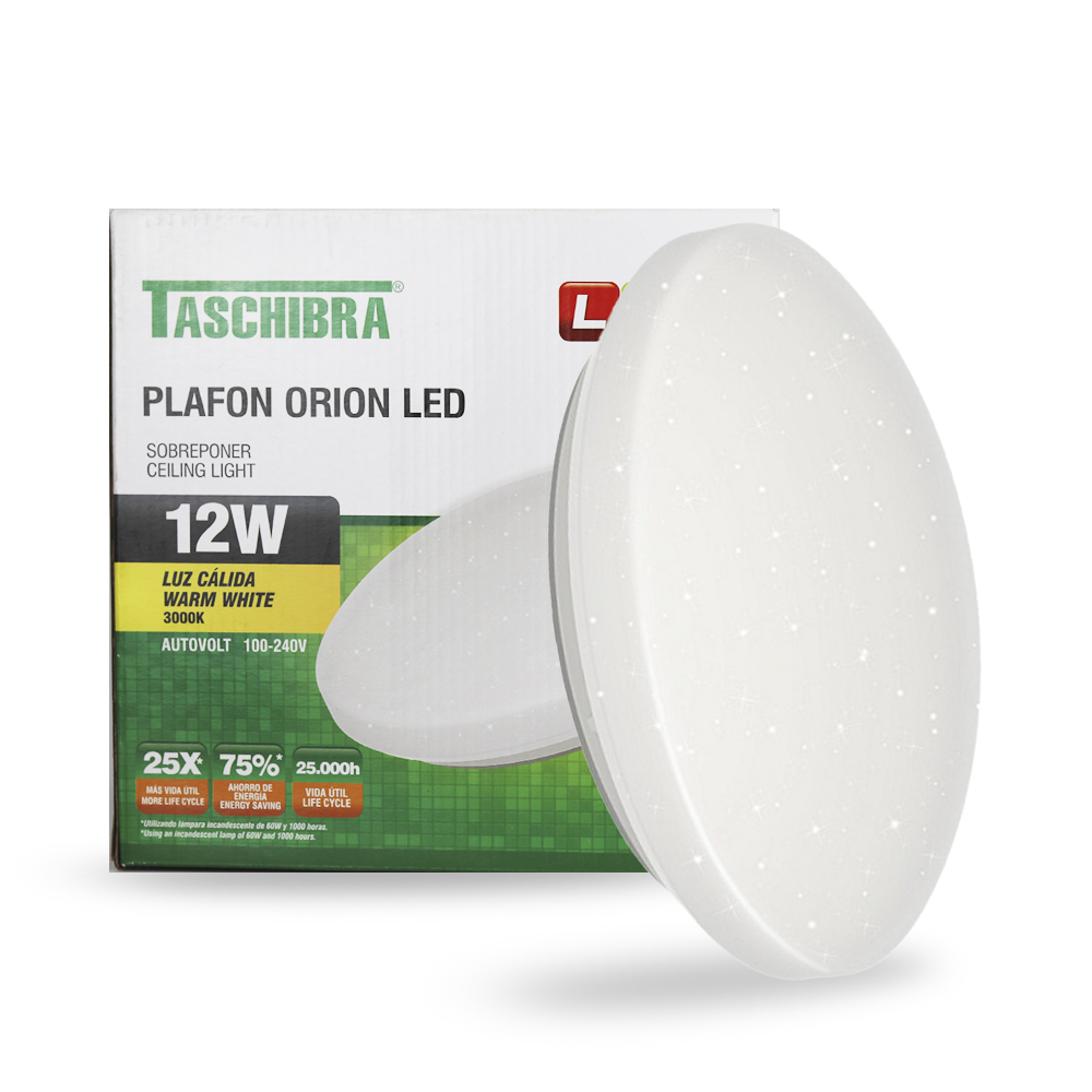plafon de led tachibra orion redondo sobrepor 12w 3000k bivolt 1