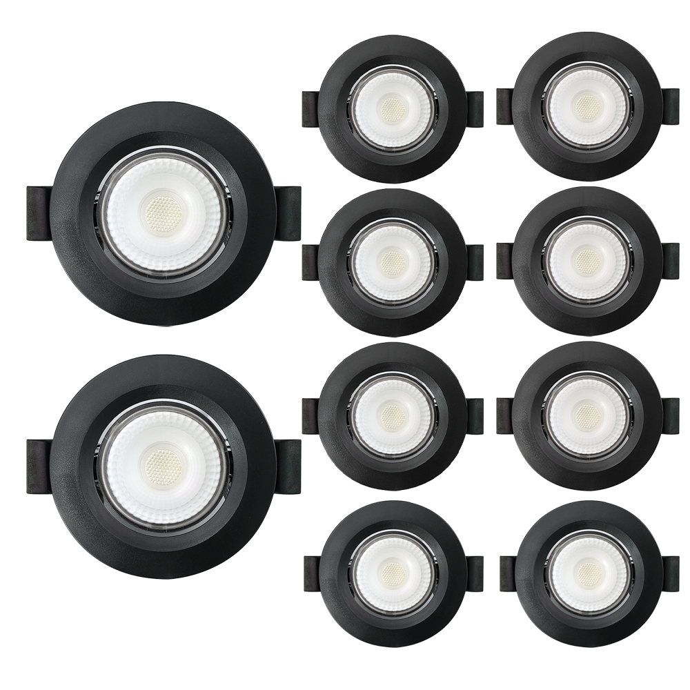 kit 10 spot de led embutir slim mr11 redondo 3w preto bivolt