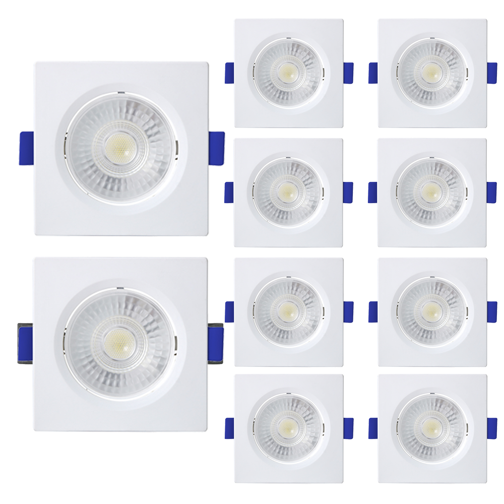 kit 10 spot de led embutir slim mr11 quadrado 3w branco bivolt