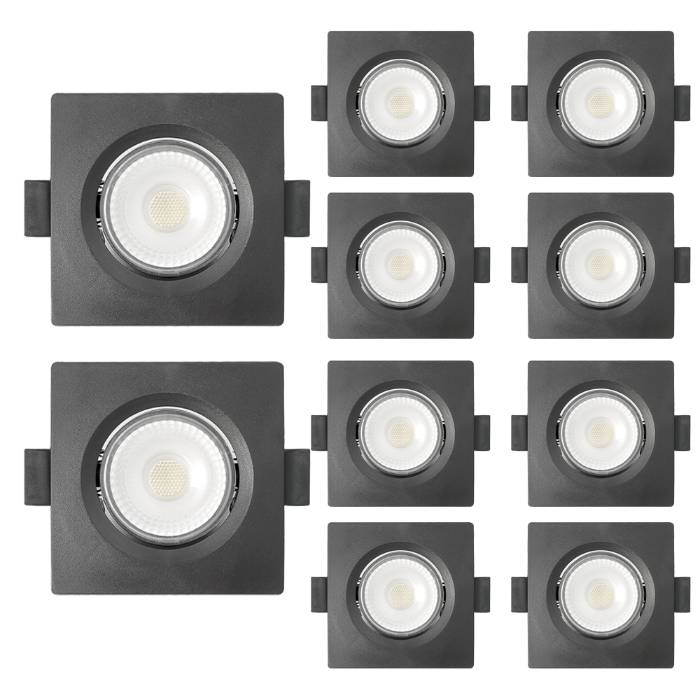 kit 10 spot de led embutir slim mr11 quadrado 3w bivolt