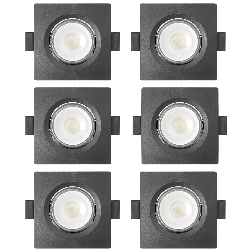 kit 6 spot de led embutir slim mr11 quadrado 3w bivolt