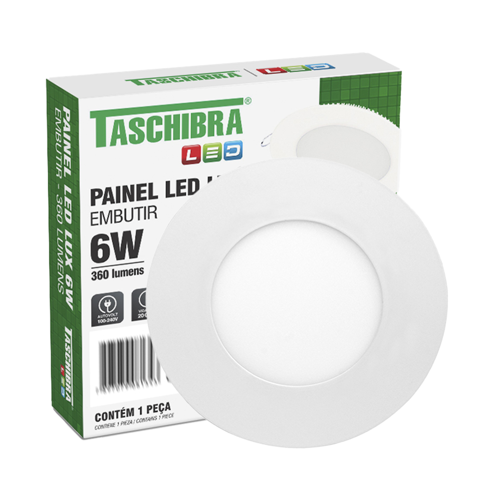 painel de led redondo embutir 6w bivolt taschibra