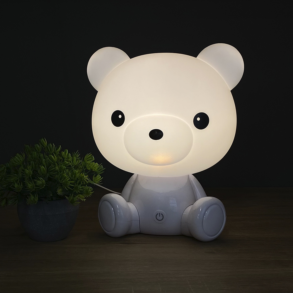 luminaria de mesa taschibra led ursinho kim 3w usb luz quente 3000k 1