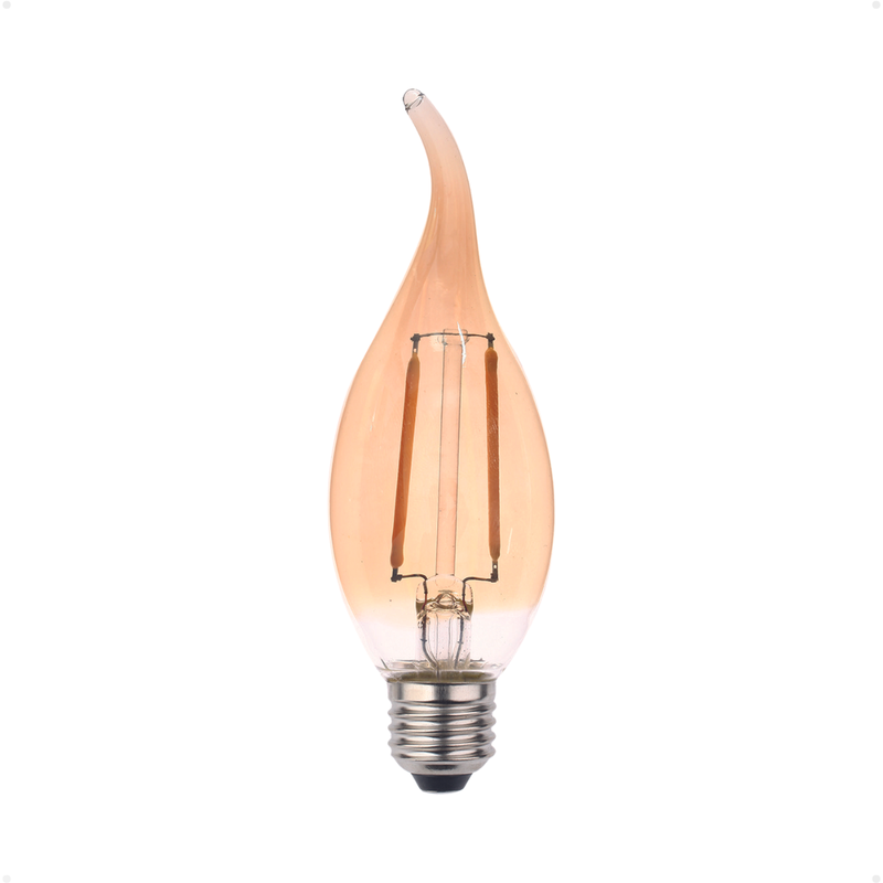 Lâmpada Led Filamento Vela Bico Torcido B35 Âmbar E27 Taschibra Bivolt