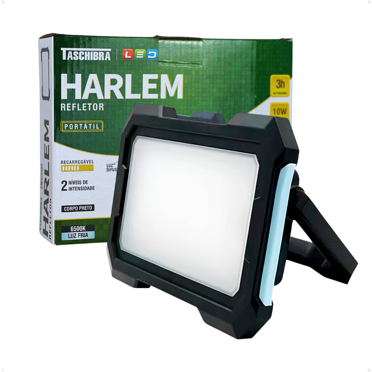 refletor taschibra led harlen portatil ip54 usb recarregavel