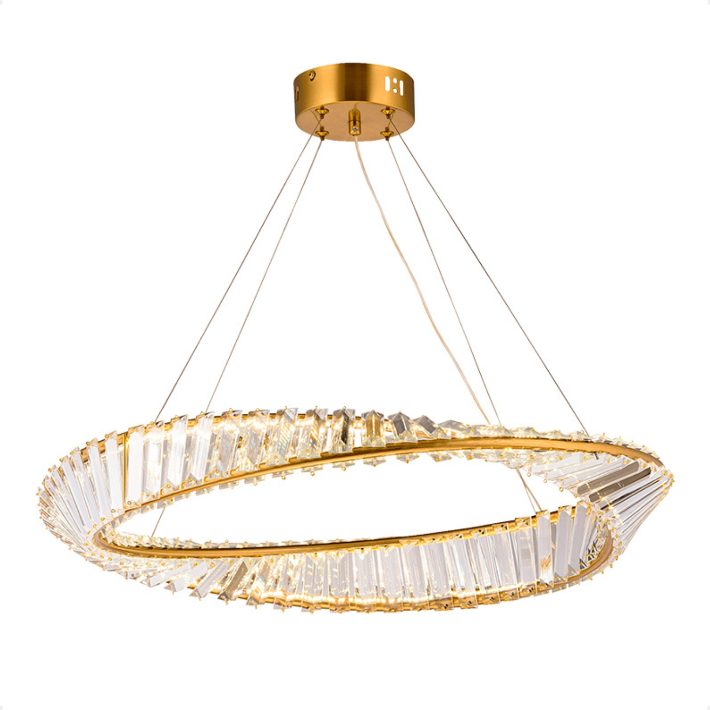 pendente led moderno taschibra revolve 40cm luz quente 3000k bivolt