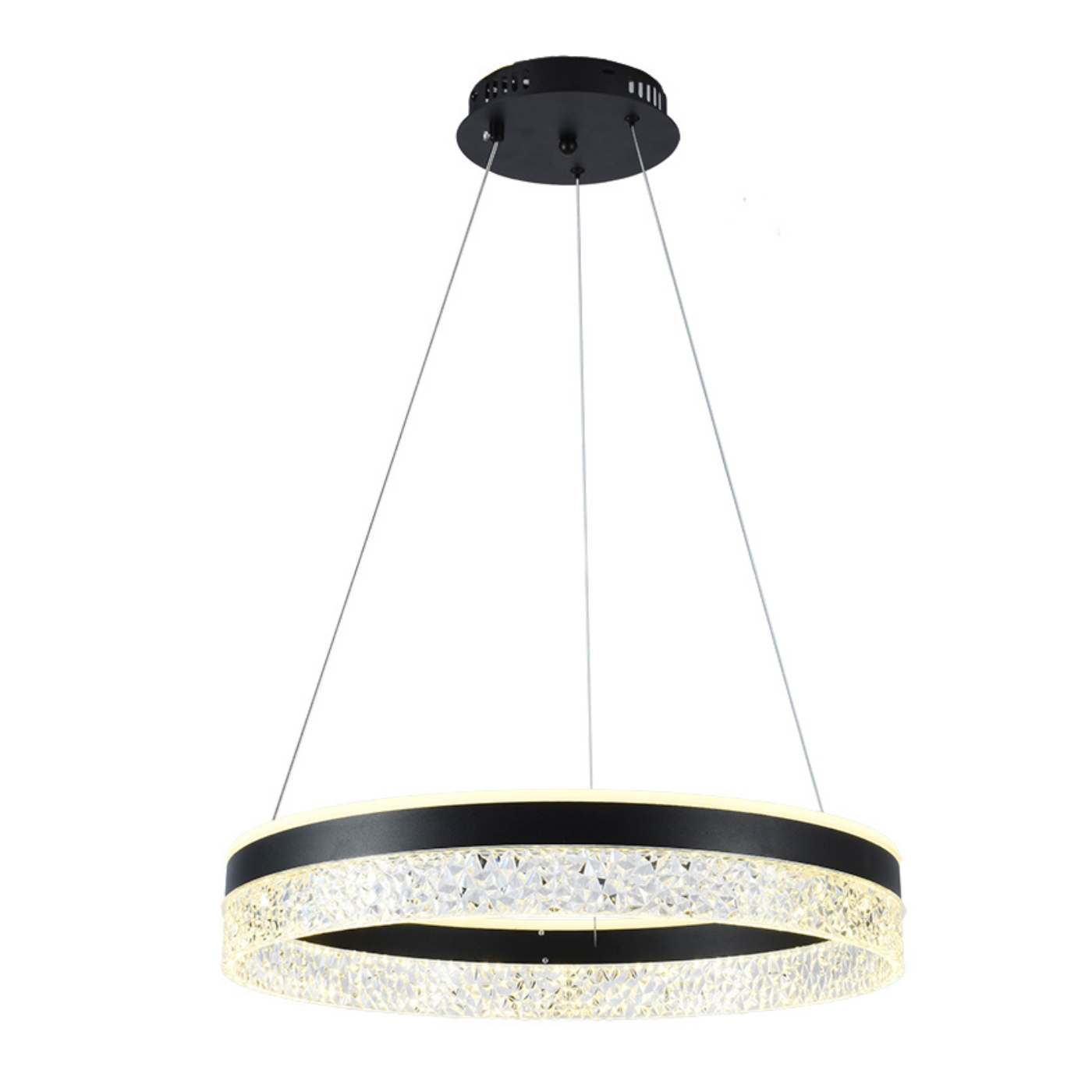 pendente led moderno taschibra crown 50cm luz quente 3000k bivolt