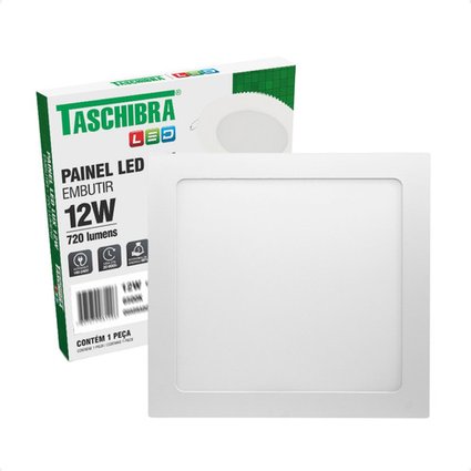 painel plafon de led quadrado embutir 12w bivolt taschibra 13