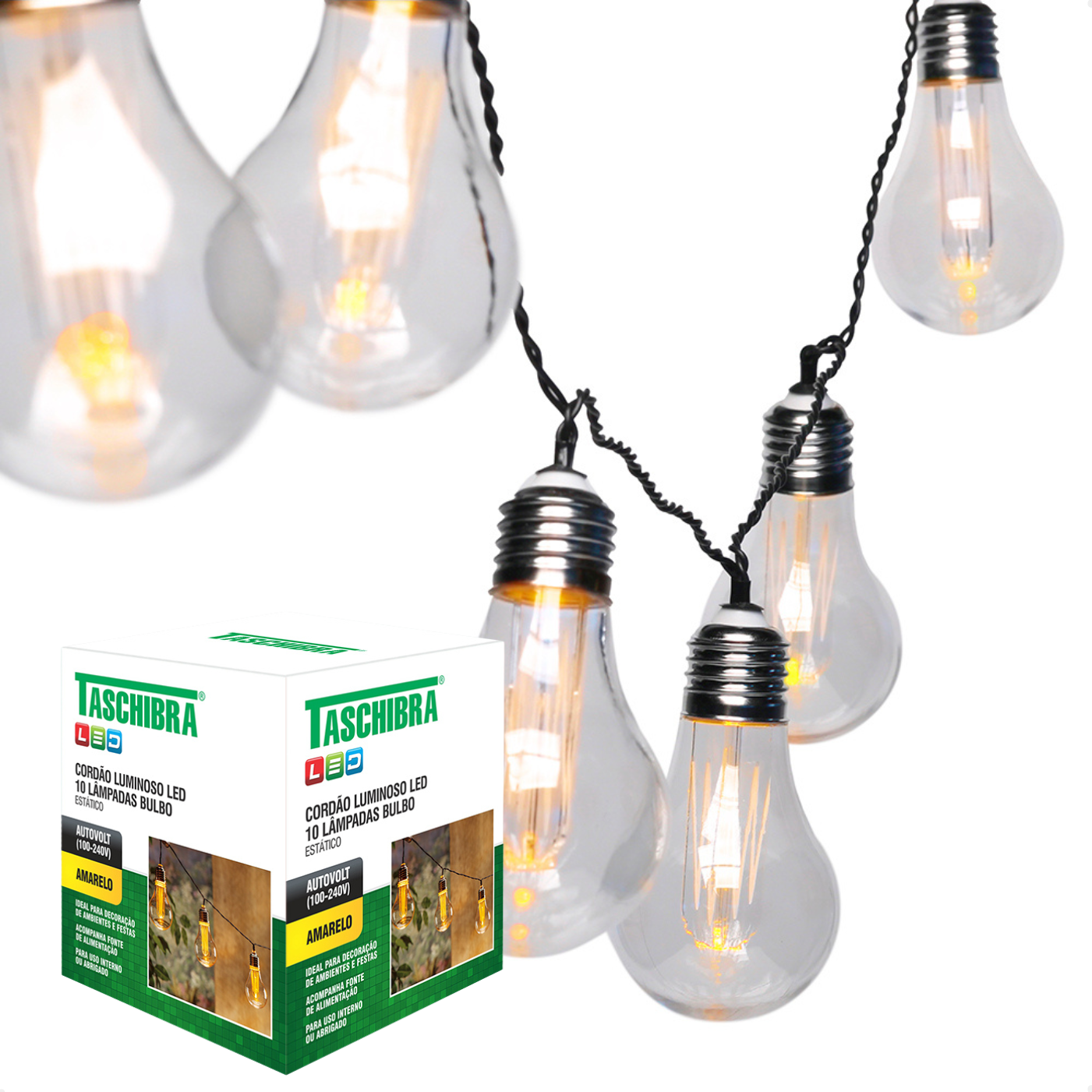 cordao varal de luz cipro led 10 lampadas vintage taschibra 1