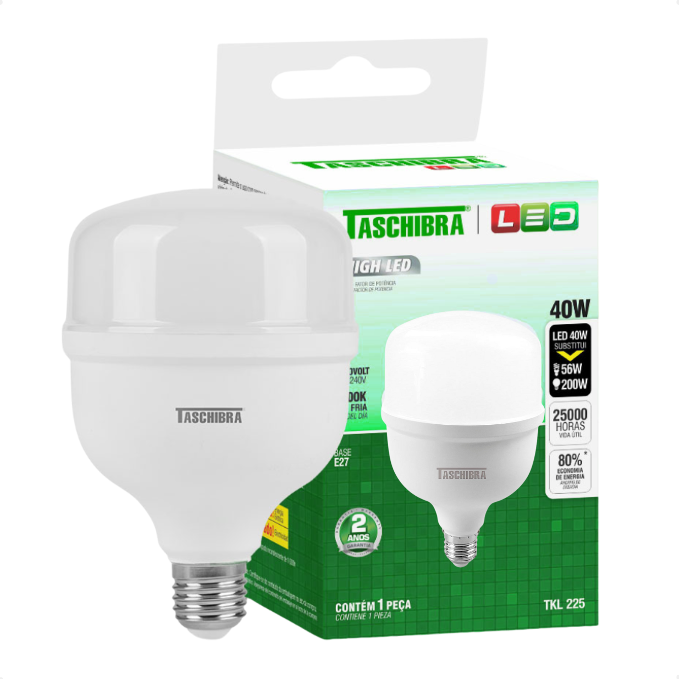 lampada high led 40w bivolt e27 4000k luz neutra taschibra 4