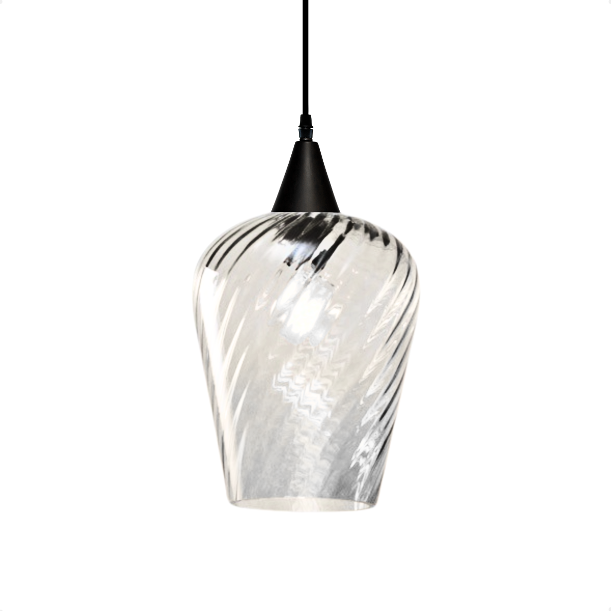 lustre pendente taschibra monalisa g rigato transparente e27 bivolt preto 1