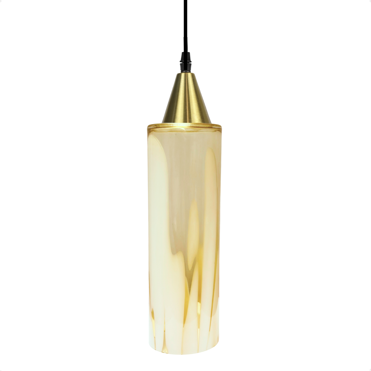 lustre pendente taschibra anne murano leitoso ambar e27 bivolt ouro 1