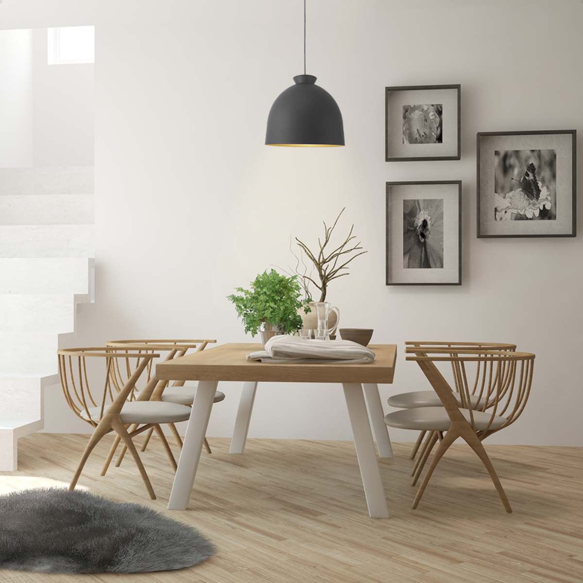Lustre instalado em ambiente decorado
