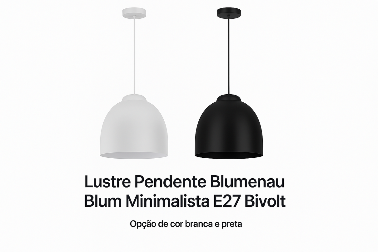 Lustre Pendente Blumenau Blum nas cores branca e preta